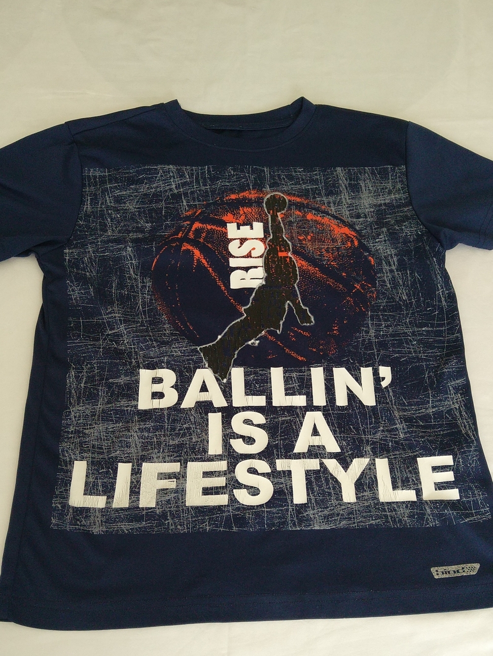 Hind Boys Navy And White Basketball Graphic Athletic Shirt Size L(14-16)